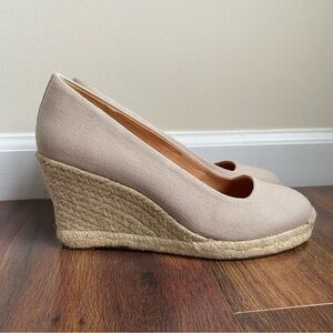 J. Crew Espadrilles Flax Color Jute Heels Canvas Style AL003